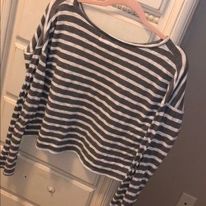 Gray and white striped long sleeve